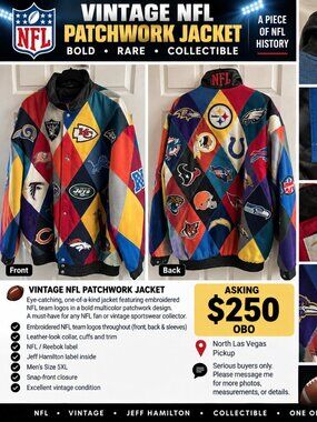 Vintage Jeff Hamilton NFL Patchwork Jacket Men’s 5XL Multicolor